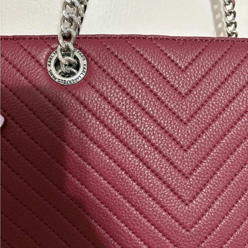 Karl Lagerfeld Deep Red Chevron Shoulder Bag